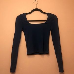 Deep Blue Square Neckline Shirt
